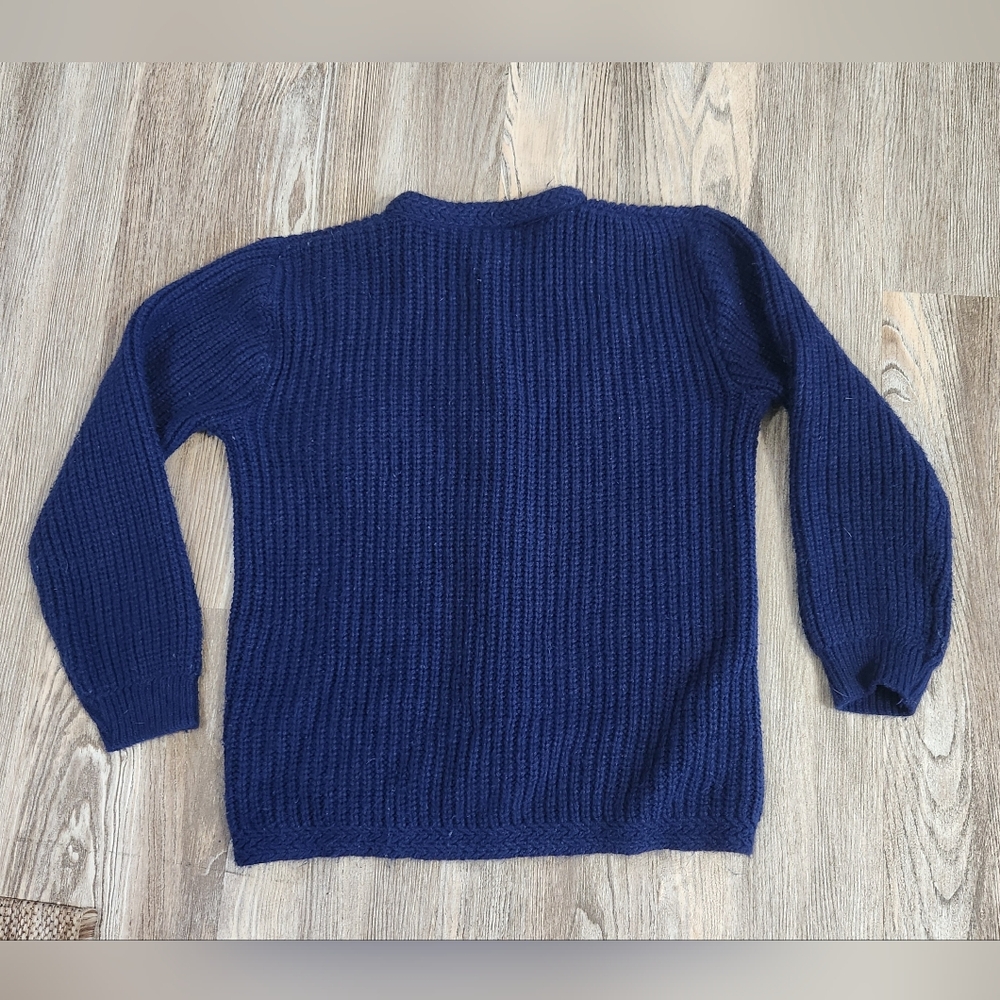 Vintage Ownen Navy Rib Knit Nautical Anchor Cardigan Sweater Button Up Womens S - Picture 7 of 11